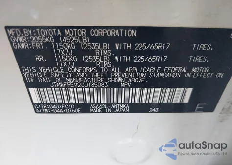 2018 Toyota Rav4 Xle from USA, damaged, VIN JTMWFREV2JJ185083